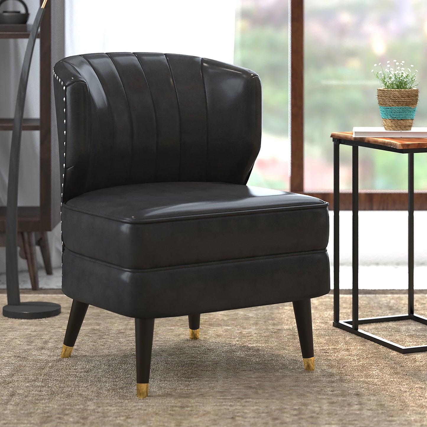 Kyrie Accent Chair Grey-Espresso and Saddle-Espresso
