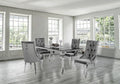 Kennedy Black Glass 63" Dining Table +4 Lilly Grey Chairs