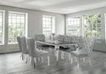 Kennedy Black Glass 79" Dining Table +8 Light Grey Munich Chairs