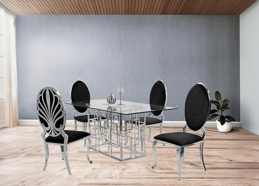 Zenith 71" Dining Table +4 Black Ice Chairs