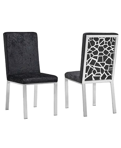 Angelina Black Velvet / Silver Dining Chairs (Set of 2)