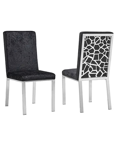 Chaises de salle à manger Angelina en velours noir et argent (chacune)