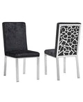 Chaises de salle à manger Angelina en velours noir et argent (chacune)