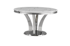 Table à manger ronde en marbre blanc Lotus (53" x 30,5")