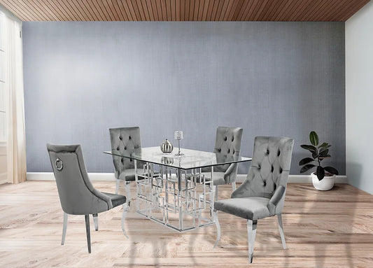 Zenith 71" Dining Table +4 Grey Lilly Chairs