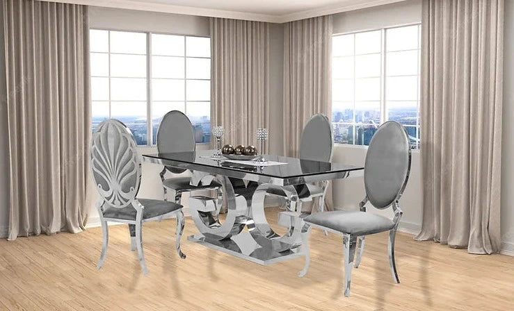 Gracie 71" Dining Table + 4 Grey Ice Dining Chairs