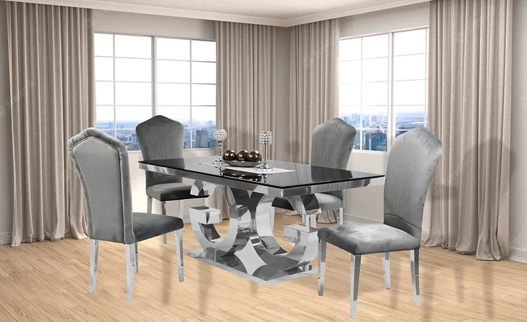 Gracie 71" Dining Table + 4 Grey Monica Chairs