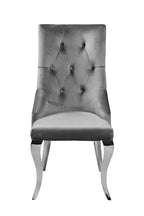 Lily Grey Velvet Dining Chair with Chrome Ring Knocker Set of 2
