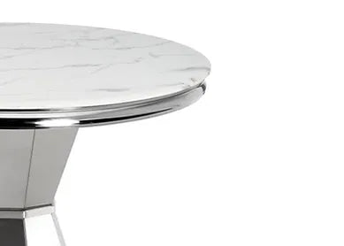 Rocco Round White Marble Top Dining Table