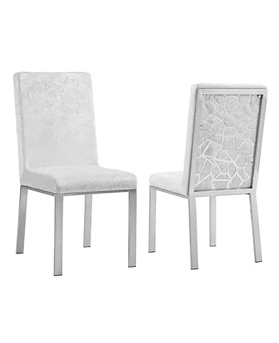 Angelina Ivory Velvet / Silver Dining Chairs (Set of 2)