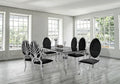 Kennedy Black Glass 79" Dining Table +6 Ice Black Chairs