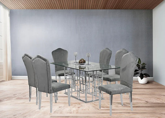 Zenith 71" Dining Table +6 Grey Monica Chairs