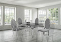 Kennedy Black Glass 63" Dining Table +4 Ice Grey Chairs