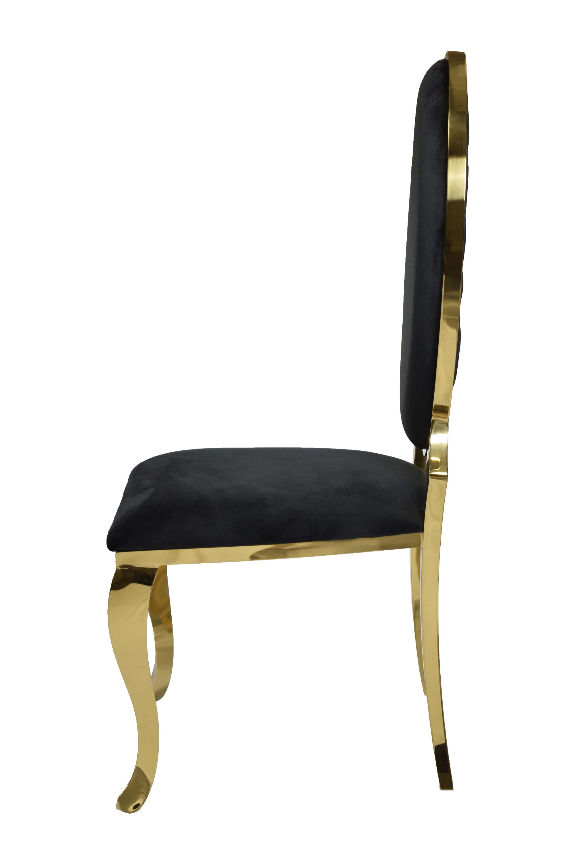Gold Finish (ICE) Black Velvet Dining Chair (Each)