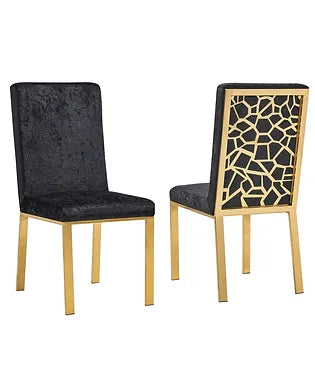 Angelina Black Velvet / Gold Dining Chairs (Set of 2)