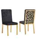 Chaise de salle à manger Angelina en velours noir et or (chacune)