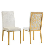 Chaise de salle à manger Angelina en velours ivoire/doré (chacune)