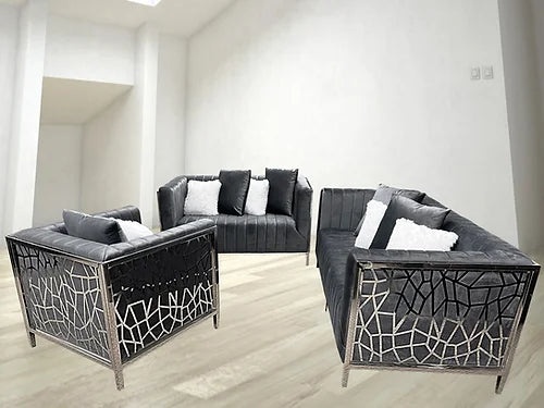 Angelina Dark Grey (3Pcs) Living Room set